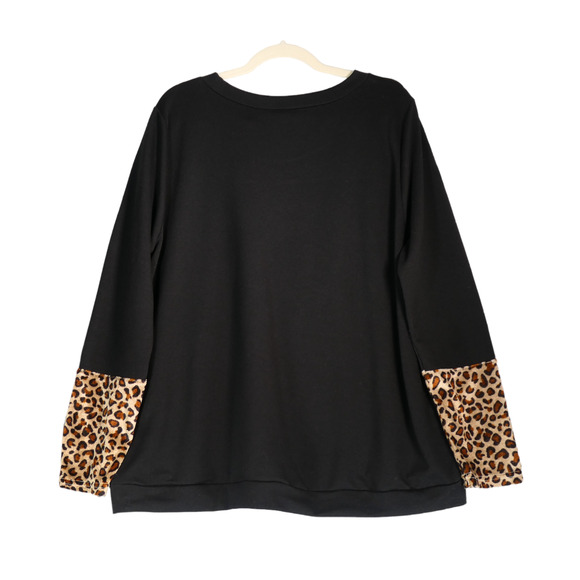 Andree Tunic Sweater Women 2X Black Brown Wild Animal Cheetah Big Cat Boho - Picture 5 of 6